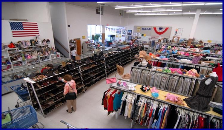 ABQ Family Thrift Center woman shopping shoe rack